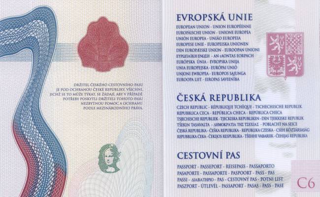 Ukázka pasu České republiky