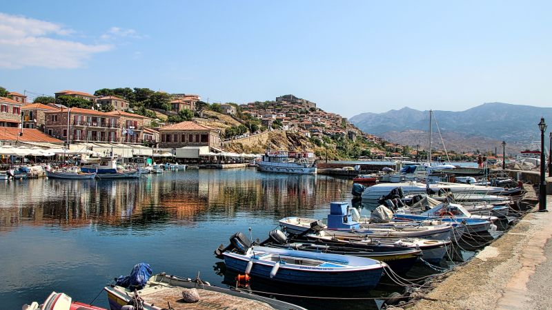 Turistické středisko Molivos na ostrově Lesbos