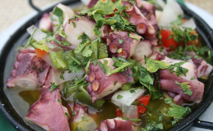 Lehčí oběd v podobě chobotnice se salátem